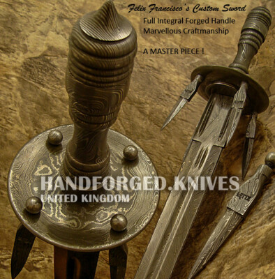 FELIX FRANCISCO CUSTOM HAND MADE UNIQUE MEDIEVAL DAMASCUS SWORD KNIFE