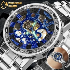 WINNER Men Luxury Stainless Steel Automatic Mechanical Wrist Watch Business Gift