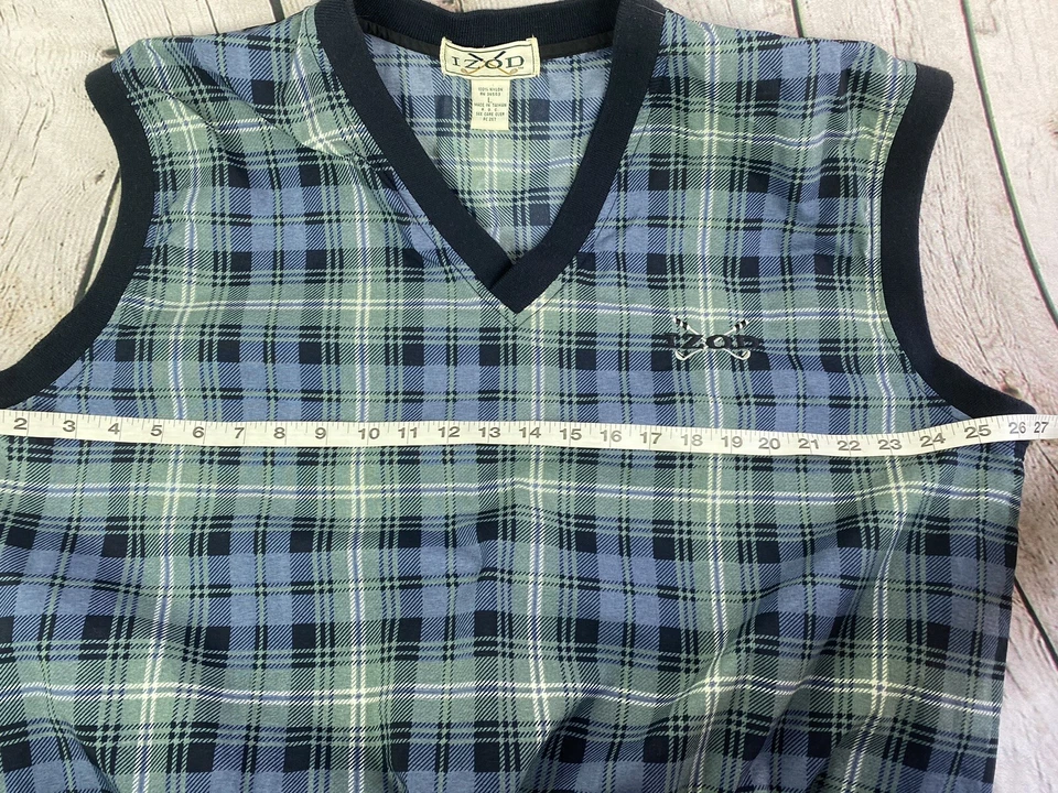 VTG IZOD Golf Men's Large Tartan Plaid Preppy Pullover Windbreaker EUC - Image 4 of 4