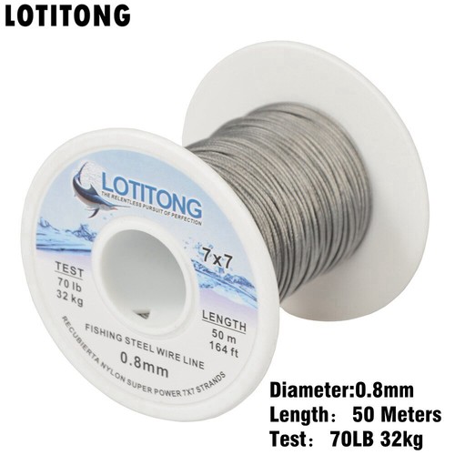70lb-368lb Pesca Filo Acciaio Linee Pesca 7x7 49 Fili Super Morbide Linee Filo - Foto 5 di 27