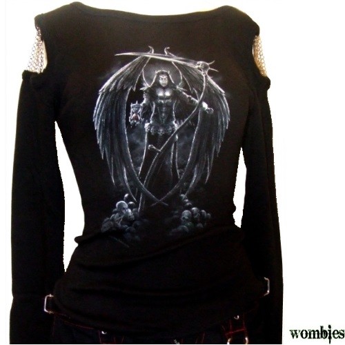 Spiral Death Angel Black Women's Top Small New - Picture 1 of 2