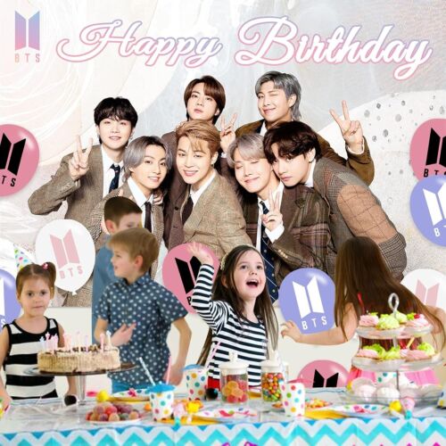 High-Quality BTS Party Decoration: 5FT x 3FT Backdrop with 24-Piece Balloon Set - Picture 8 of 8