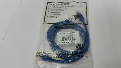 5ft Monoprice 350 MHz Category 5E Patch Cord UTP Network Cable Blue