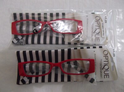 Optique by Foster Grant 1.25 Reading Glasses w/ case new 2 pair
