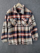 Plaid Flannel Collared Shirt Button Up Women's Multicolor Size S