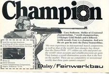 1976 small Print Ad of Daisy Feinwerkbau FWB Air Rifle & Pistol w Gary Anderson