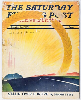 OCT 14 1939 Raymond Chandler & Oak Island Mystery SATURDAY EVENING POST  M411