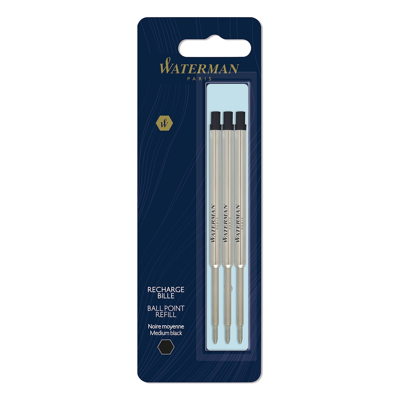 Waterman Ballpoint Pen Refills   Medium Point   Black Ink   3 Count medium nib 3