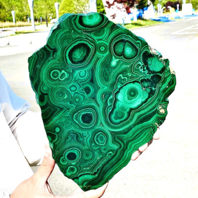6.34LB Natural malachite slice quartz crystal luster mineral specimen