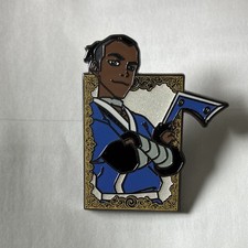 Animation Character Enamelled Metal Lapel Pin Blue Outfit Glitter Background