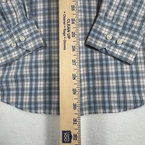 Peter Millar Crown Crafted Performance Button Up Shirt Men's L Blue Plaid Golf - Picture 4 of 8