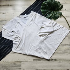 Hanro V-Neck Cotton Nightgown Off White Long Sleeve Size Medium