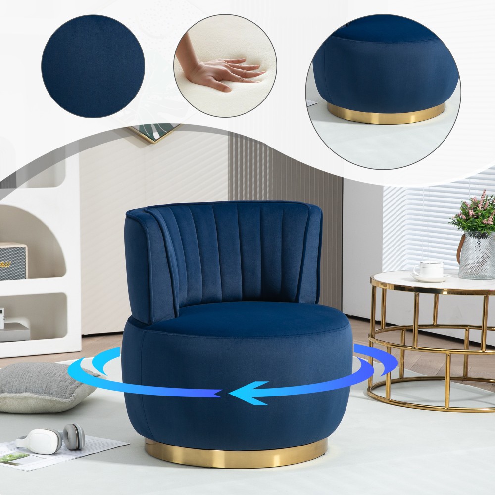 With Cushion Features Velvet Upholstery 360-degree Swivel Capability