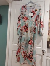 VESTRY DRESS BNWT SIZE 10 Faux Wrap Long Sleeved Floral Mint Green Dress