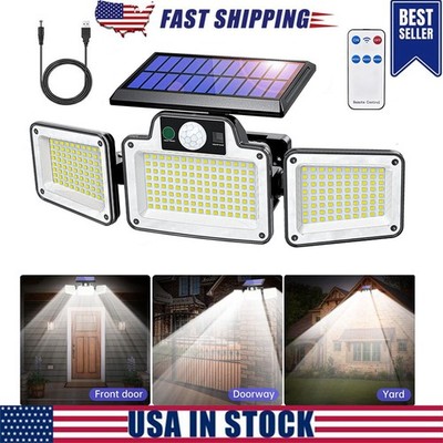 280 LED Solar Wall Light Outdoor Motion Sensor Garden Security Flood Lamp 3 Head