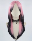 Black Pink Ombré Long Straight Wig wBangs Cosplay Party Costume Wig Halloween