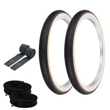 PRO TIRES 24 x 2.125 BLACK/WHITE YELLOW LINE G-5009 W/ HEAVYDUTY TUBES  RIM ST