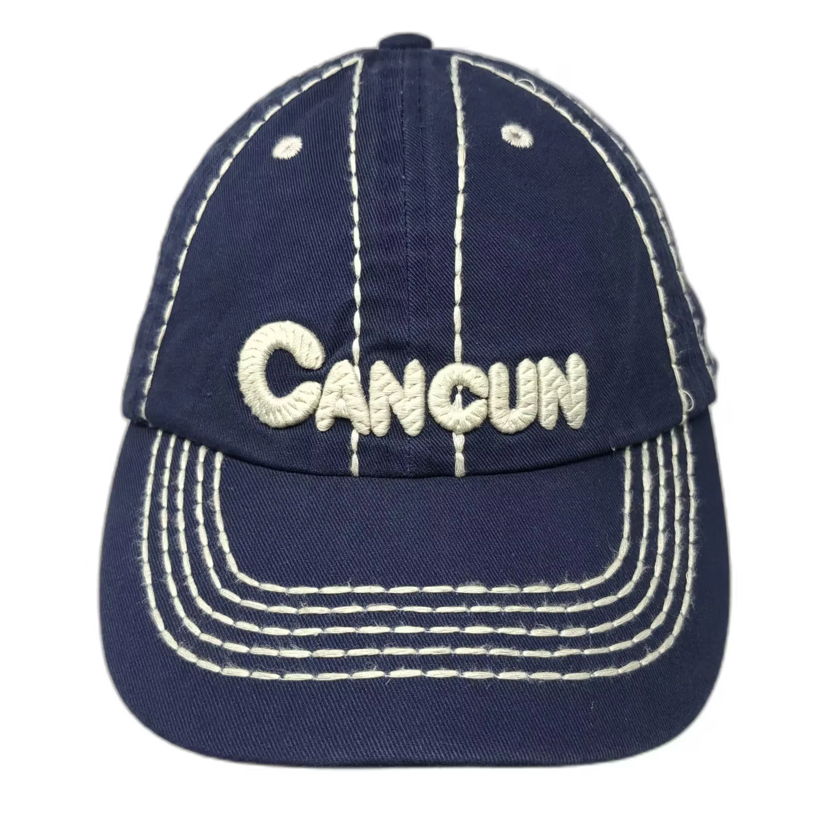 Caribbean Side Cancun Blue Baseball Cap One Size Adjustable Contrast Stitching