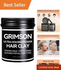 Hair Clay for Men - Strong Hold, Matte Finish, Ideal for All Hair Types  Sty...