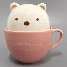 San-X Sumikko Gurashi Polar Bear Mug with Lid - Cute Latte Art Style Used