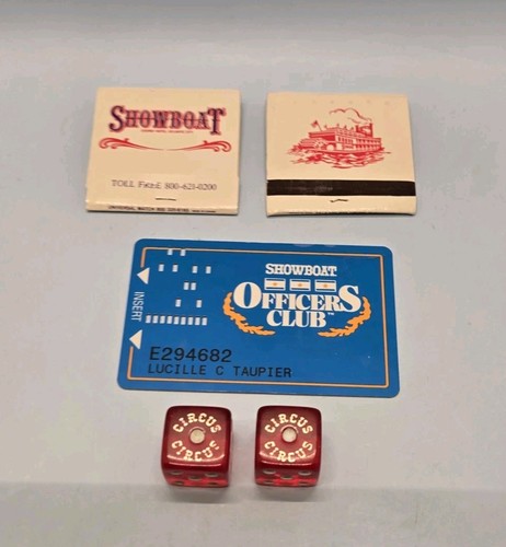 SHOWBOAT CIRCUS CIRCUS MEMORABILIA • Vintage Atlantic City Casino Dice, Matches