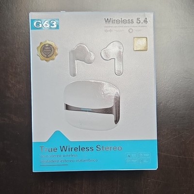 G63 Bluetooth 5.4 True Wireless Stereo In-Ear Earbuds White w/ Charging Case