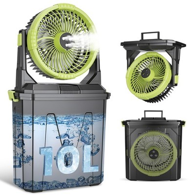 10L Portable Misting Fan Golf Cart Mister Fan 20000mAh Rechargeable Outside Fan