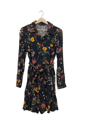 VERO MODA Langarmkleid Damen Kleid Gr. DE 38 schwarz-hellorange-grün Casual-Look