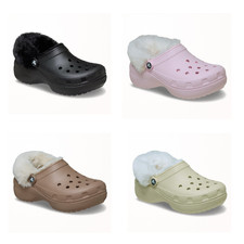 Zoccolo donna Crocs classico plateau foderato fuzz rosa latte nero osso 212854