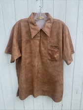 70s VTG King Louie Bowling shirt Chain Stitch Stencil Felt Lettering DOUBLE KNIT