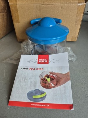 Kuhn Rikon Swiss Pull Chop Manual Food Chopper Hand Operated Blue
