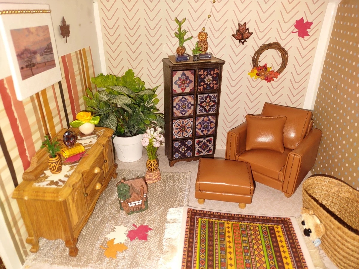 Kit Salon Miniature 1/12 Pour Maison De Poupée - En Bois, Pièces Multiples, Neuf