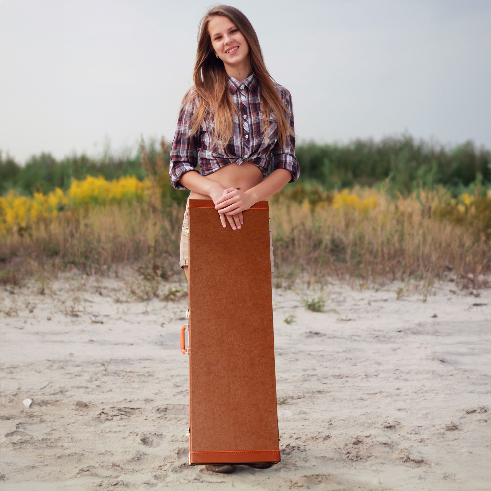 Ktaxon Portable Hard Shell Wood Case for Electric Bass Guitars