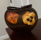 Antique Weller Art Pottery Louwelsa Footed Vase Signed Orange Pansy Planter 4.5"