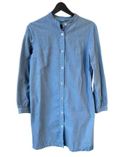 APC Women’s Denim Shirt Dress Blue Long Sleeve Tunic Dress Button Up Size 38