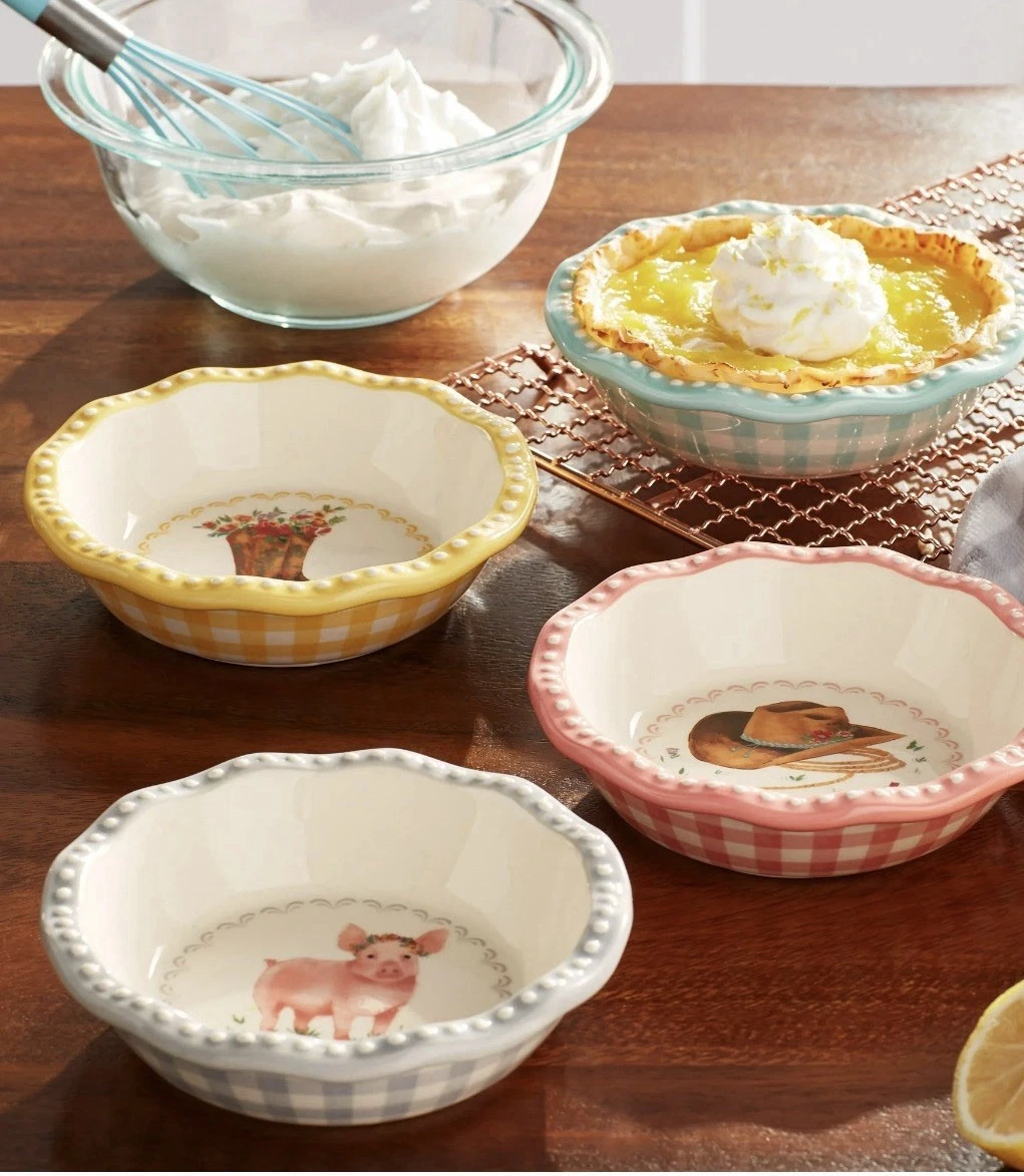 Pioneer Woman Sweet Romance 4pc 4.75" Round Stoneware Mini Pie Plates Set