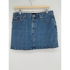 Tommy Hilfiger Vintage Women's Blue Denim Mini Skirt Size 11 Jean Skirt