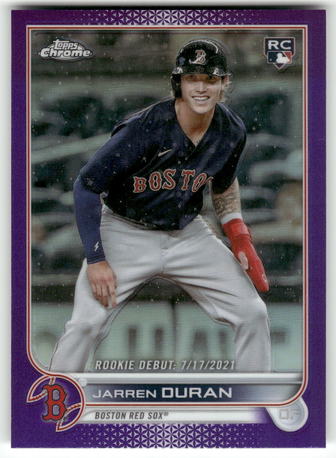 2022 Topps Chrome Update #USC70 Jarren Duran Purple Refractor Rookie RC