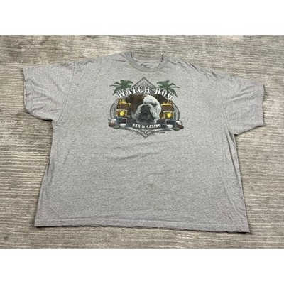 St. John's Bay Graphic Tee Mens 3XLT Gray Watch Dog Bar Casino Bulldog Relaxed