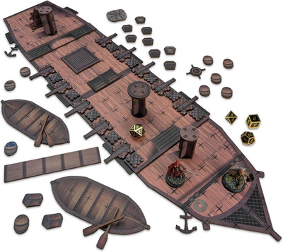 Large Modular D&D Ship 25'' | Full Color Wood | 1'' Battle Terrain TTRPG