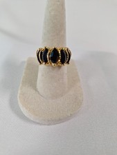 Beautiful Gold Tone Black Onyx Cocktail Ring Sz 5.5