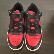 Nike Court Borough Low 2 Unisex Kids 2Y Sneakers Black/Red Hook Loop