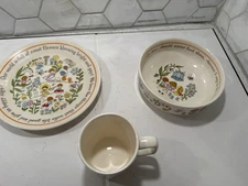 Lenox Gentle Friends Children’s Dining Set Cup, Bowl & Plate Vintage Toddler USA