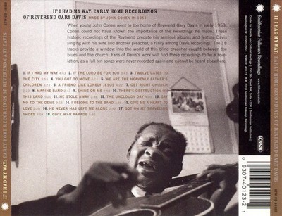 REV. GARY DAVIS - IF I HAD MY WAY: EARLY HOME RECORDINGS NEW CD