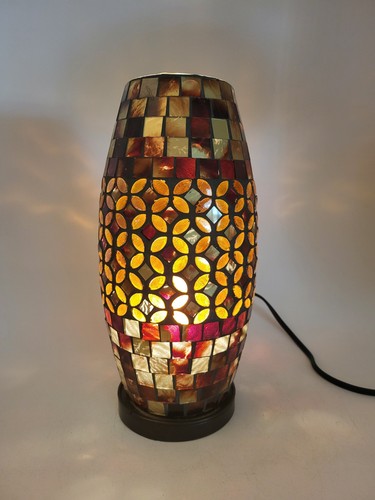 MCM Stained Glass 13" Table Lamp Jewel Tone Glass Mosaic MODERN EXC CONDITION - Picture 7 of 9