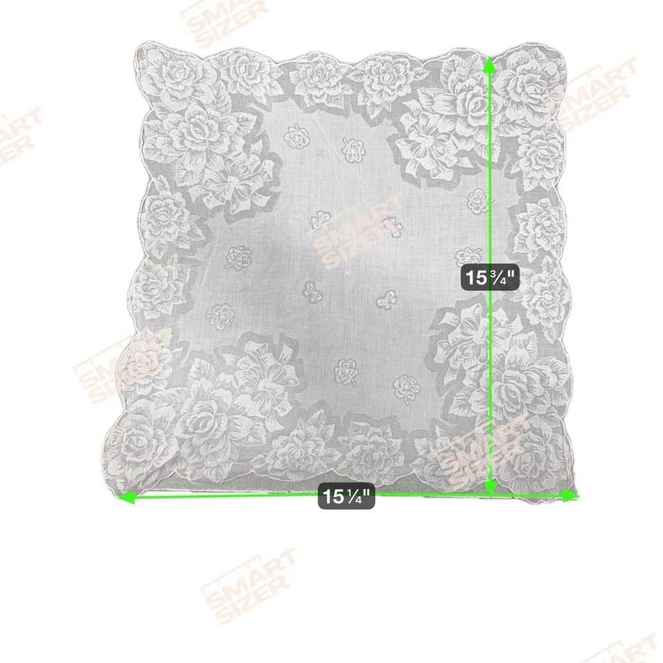 Vintage White Roses Scalloped Victorian Floral Embroidered Handkerchief Hanky - Image 4 of 4