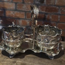 Silver Plated Sugar And Cream Jug condiments With Tray