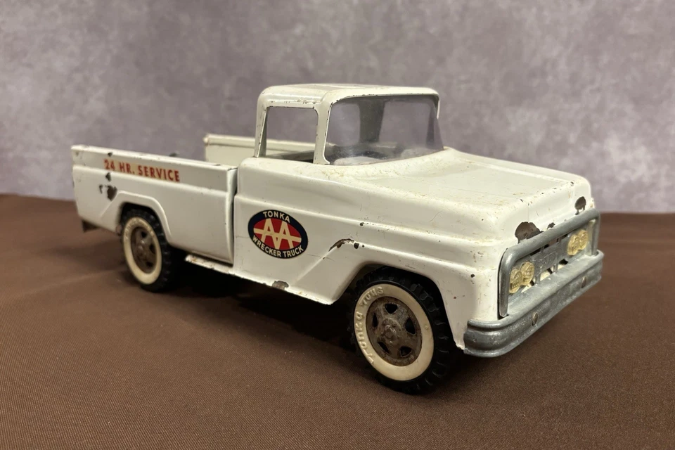 Grúa Tonka AA 24 horas camión de servicio #2518 juguete • acero prensado años 60 ~ blanco Foto 2 de 4
