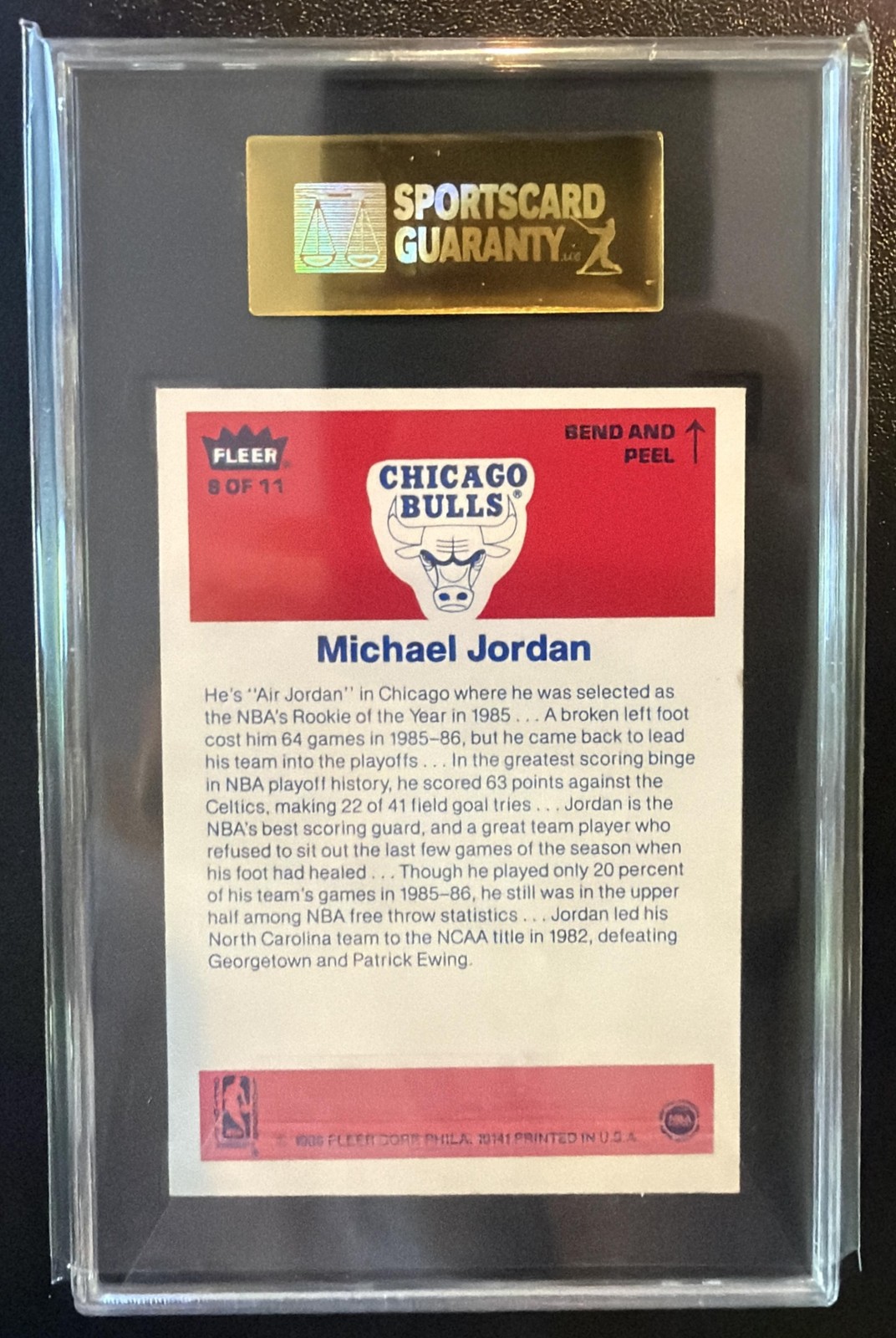 MICHAEL JORDAN 1986 FLEER ROOKIE RC STICKER SGC 7.5 NM+ - BULLS view 2