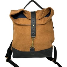 Ted Baker Cashed Fold Over Rucksack Backpack Camel Brown Black Laptop Sleeve
